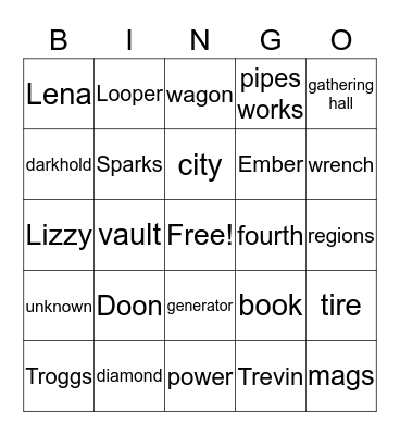 Diamond of darkhold Bingo Card