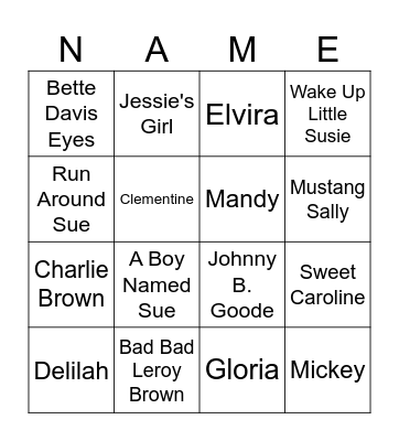 NAME GAME BINGO Card