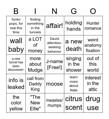 The Hand on the Wall Bingo Card