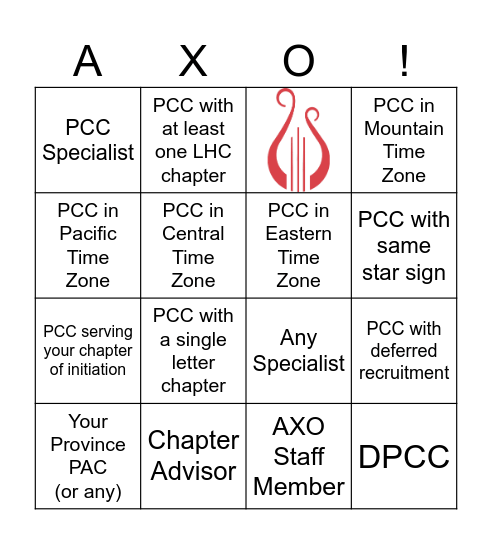 PCC Meet & Mingle Game Bingo Card