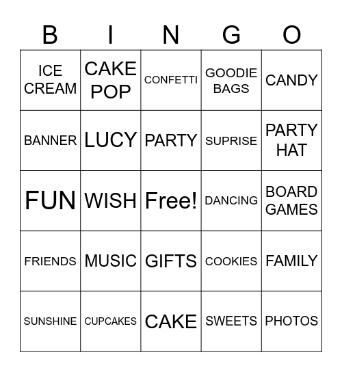 Birthday Bingo Card