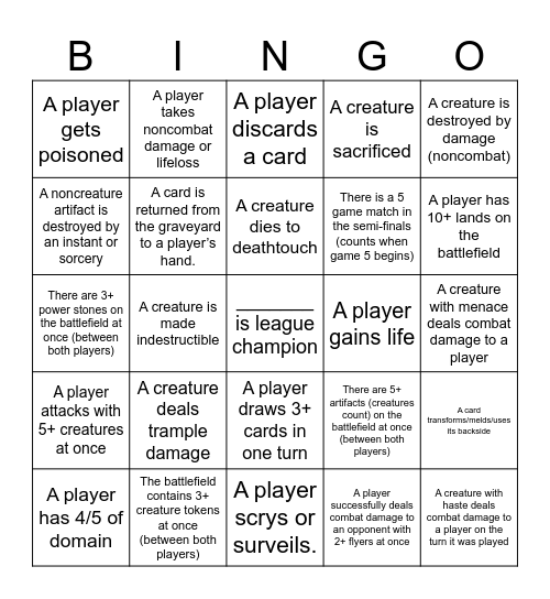 Magic Bingo Card