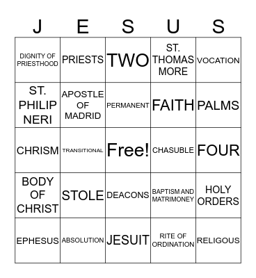 CHAPTER 15 Bingo Card