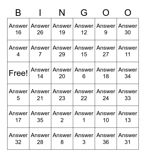 Trivia with Skip Bingo Card