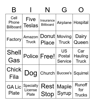 Kate's Bingo Card