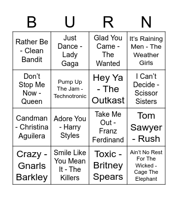Burn's Bonkers Bingo Card