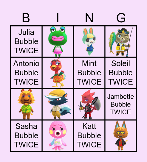 Kicking Out Villagers Bingo! Bingo Card