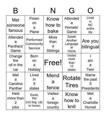 Mrs. Bey's Getting to Know You BINGO Card