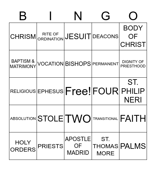 CHAPTER 15 Bingo Card
