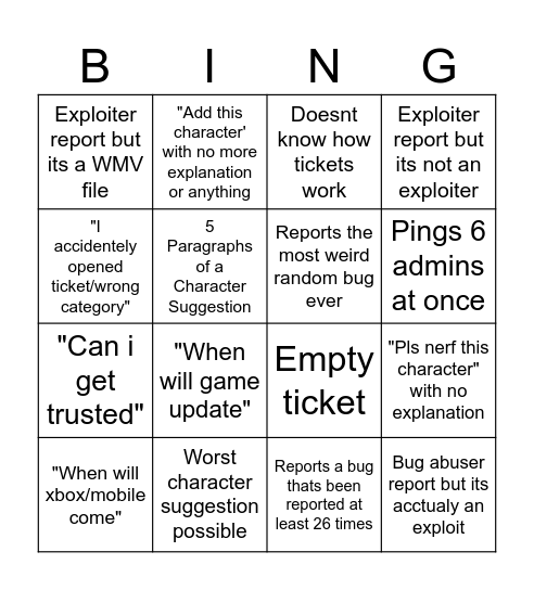 Heavens Arena tickets Bingo Card