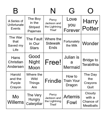 Popular Children's Books Bingo Card