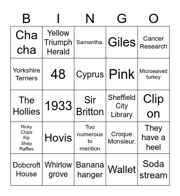 Adrienne’s Birthday Bingo Card