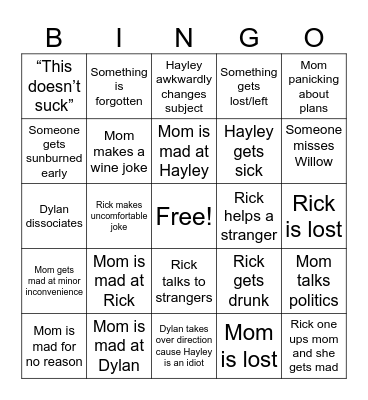 Maurice family bingo Card