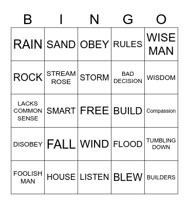 Wise Man Foolish Man Bingo Card
