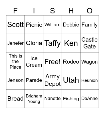 Fish Family Reunion FISHO Bingo Card