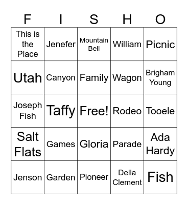 Fish Family Reunion "FISHO" Bingo Card