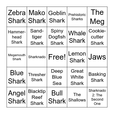 SHARKS! Bingo Card