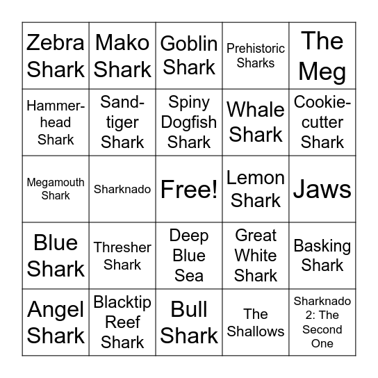 SHARKS! Bingo Card