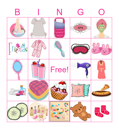 Pajama Party Bingo Card