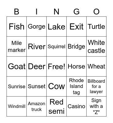 Roadtrip 2023/Ohiopyle Bingo Card