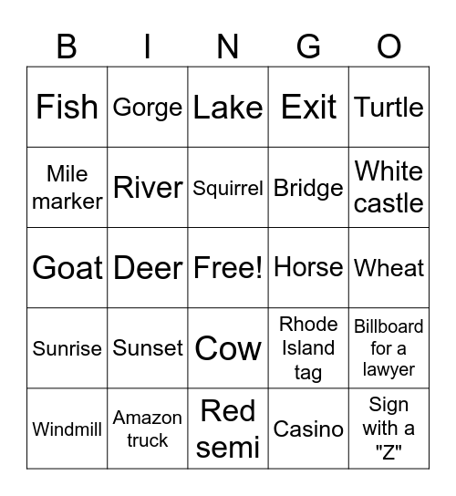 Roadtrip 2023/Ohiopyle Bingo Card