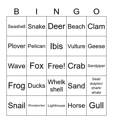 Assateague Bingo Card