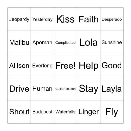 LMB 7/9/23 Bingo Card