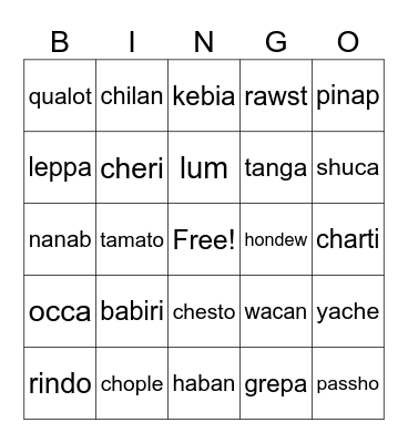 pokemon berries Bingo Card