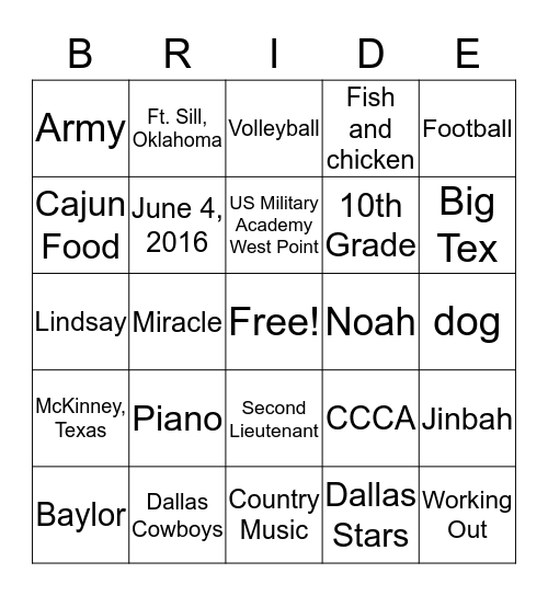 Chris and Laura.... Wedding Bingo Card