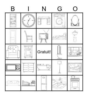 Les meubles (furniture) Bingo Card