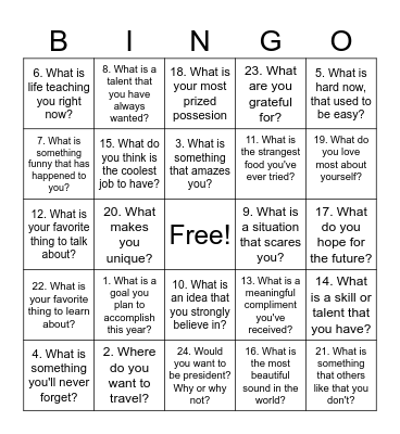 GET TO KNOW YOU BINGO! Bingo Card