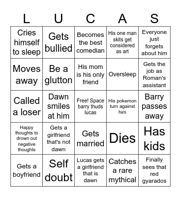 Lucas mental bingo Card