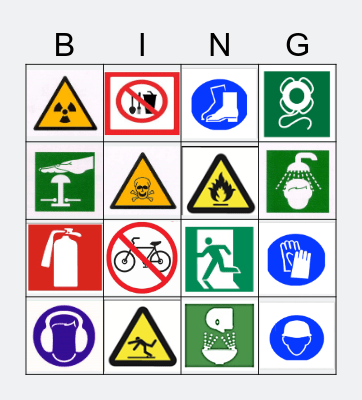 Safety Bingo Card