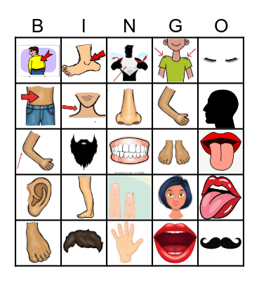 Les parties du corps (body parts) Bingo Card