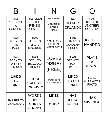 GET TO KNOW YOU Bingo Card