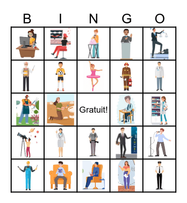 Les professions Bingo Card