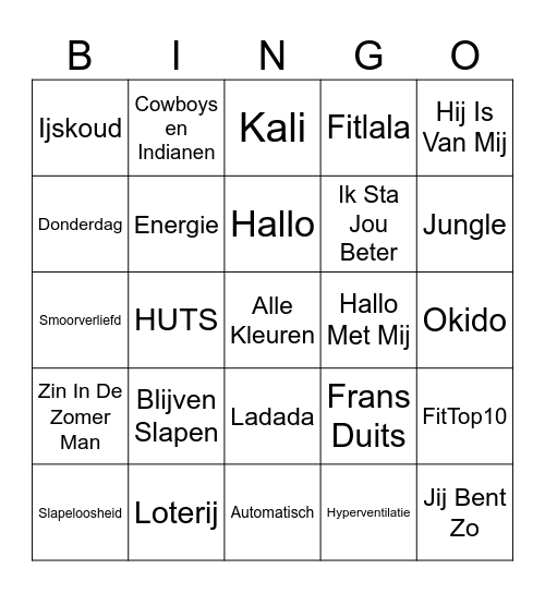 Highland Hockey Muziek Binog Bingo Card