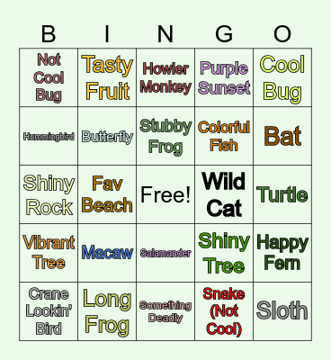 Costa Rica Bingo Card