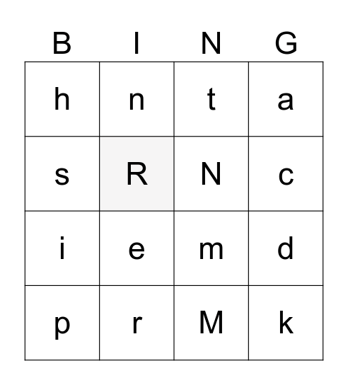 Phonics Bingo Card