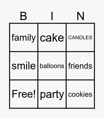 יום הולדת Bingo Card