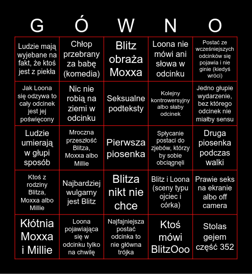 Helluva Boss Bingo Card