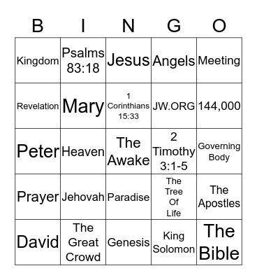 Family Worship Bingo Card