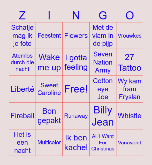 De Grote Ulbe Zingo Bingo Card