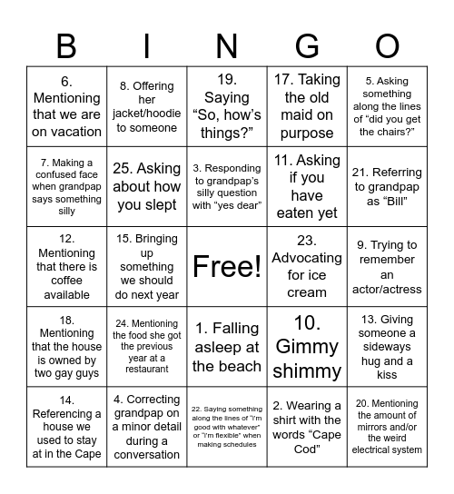 Gimmy BINGO 2023 Bingo Card