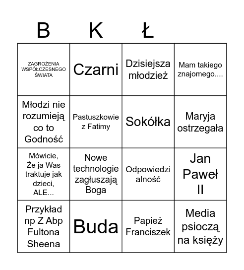 Bingo ks Łapiak Bingo Card