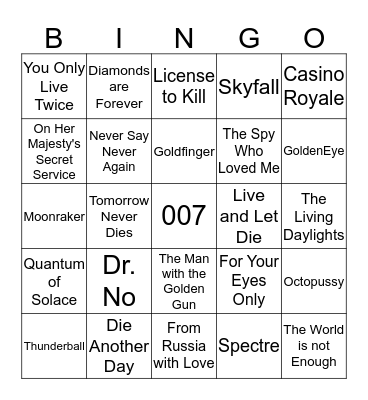 The name's Bond. Bingo Card