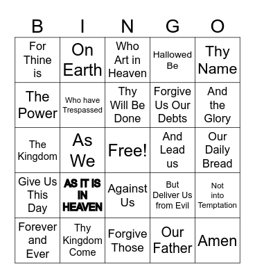 PRAYER Bingo Card