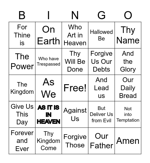 PRAYER Bingo Card