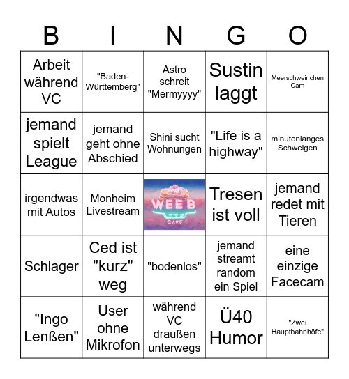 Weeb Café Voicechatbingo Card