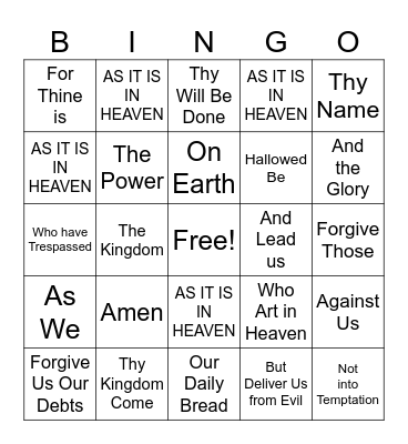 PRAYER Bingo Card
